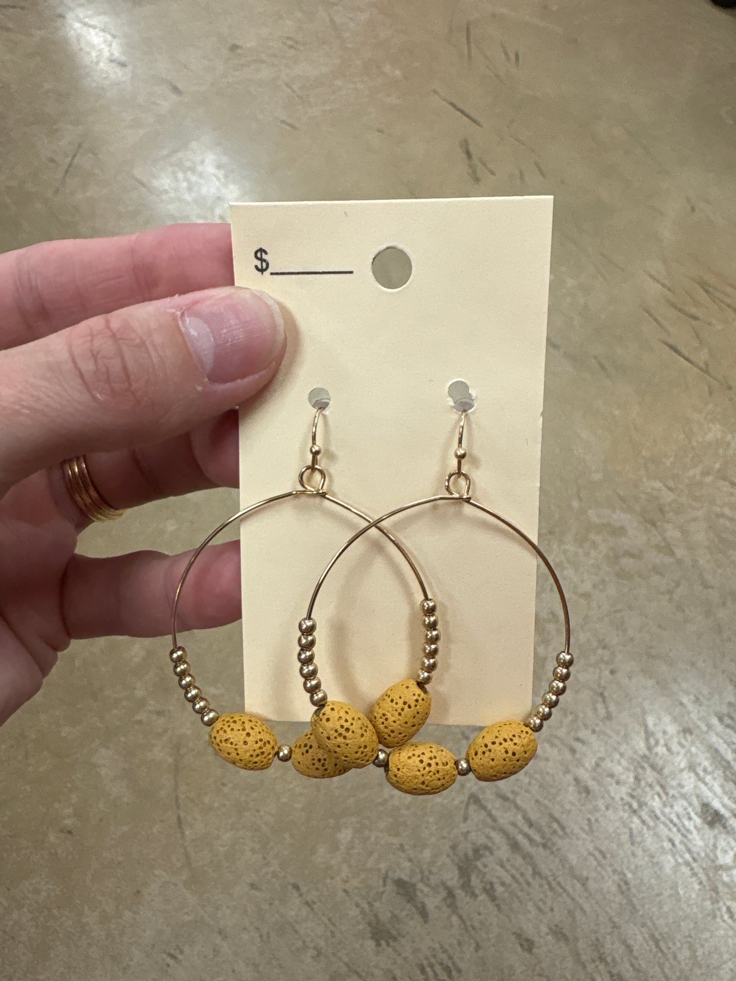 3513- Gold Mustard Hoop Earrings