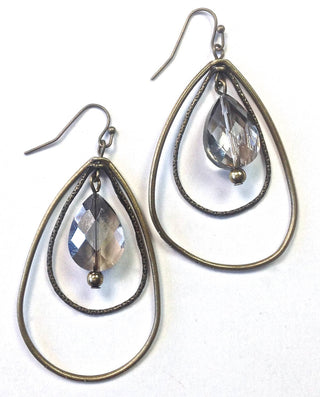 Tear Hoops w/Glass Drop Earrings