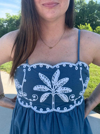 Navy Embroidered Dress by Simply Southern