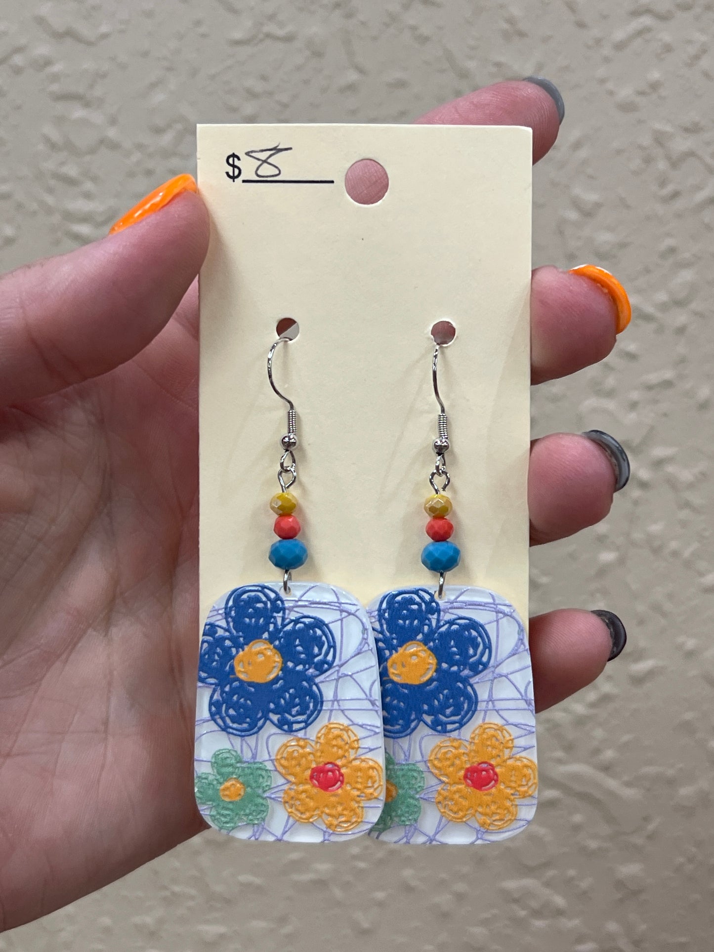 2998- Colorful Flower Acrylic Earrings