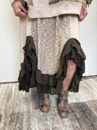 Bohemian Mid-Length Skirt with Rayon Print: Grain By Young Threads