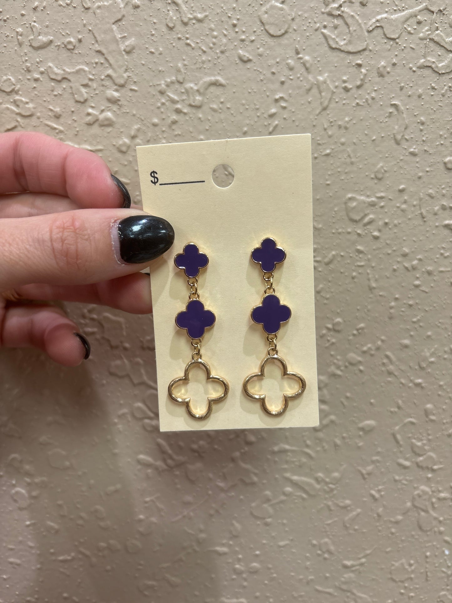 3364- Purple Floral Tier Earrings