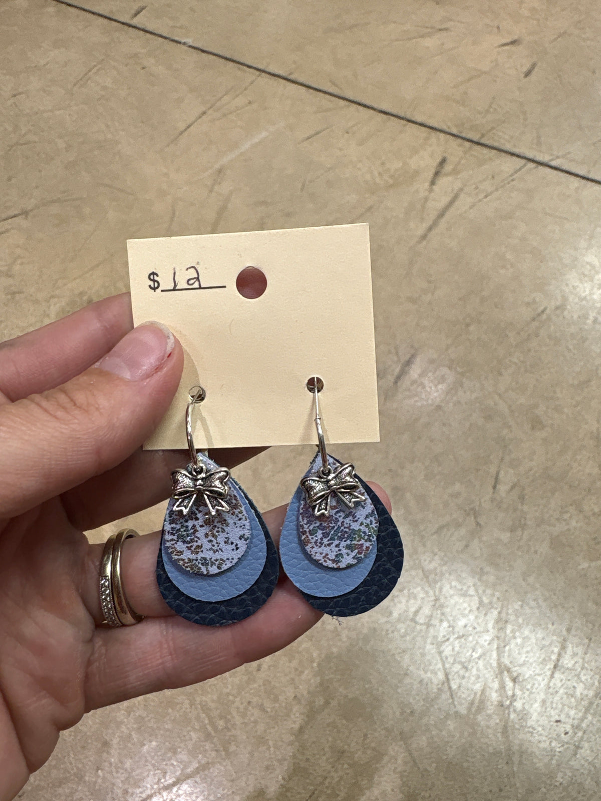 Blue Mix Smaller Faux Leather Earrings