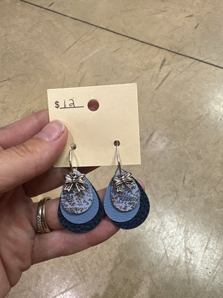 Blue Mix Smaller Faux Leather Earrings