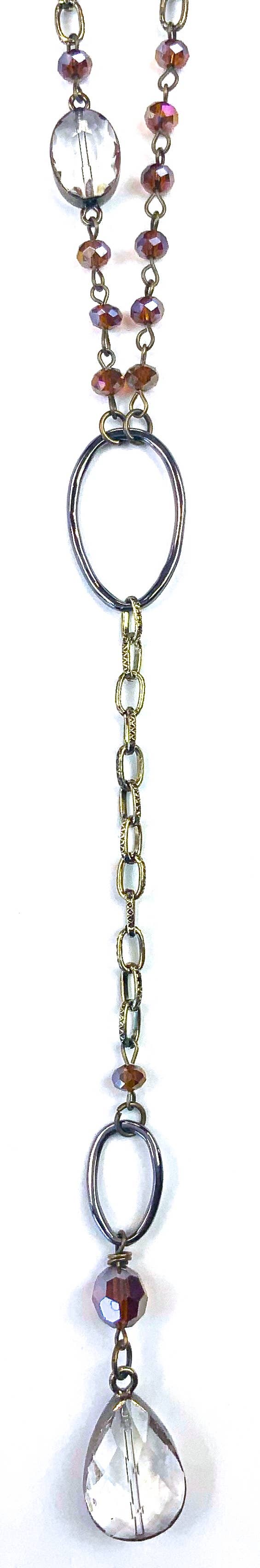 NK-Rosary & Chain Pendant Necklace in Warm Brown