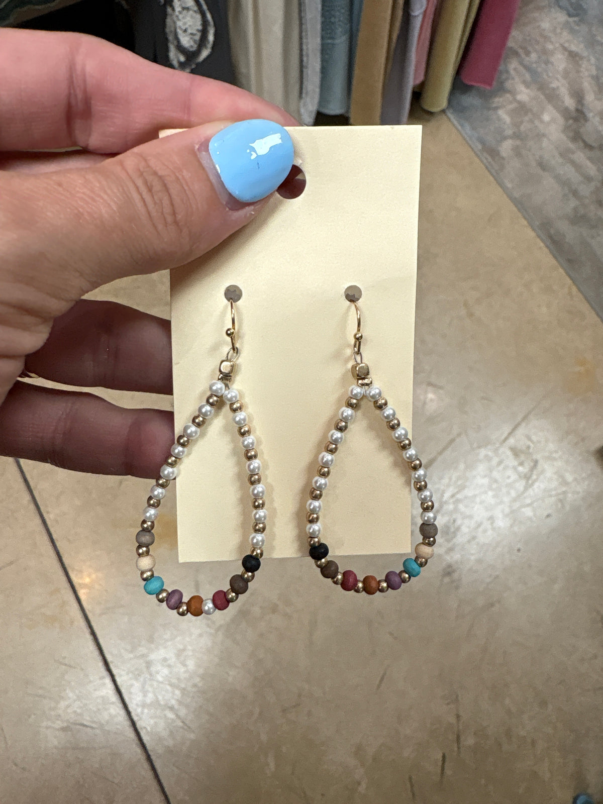 Teardrop Pearl Beaded Earrings with Multiple Colors