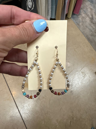 Teardrop Pearl Beaded Earrings with Multiple Colors