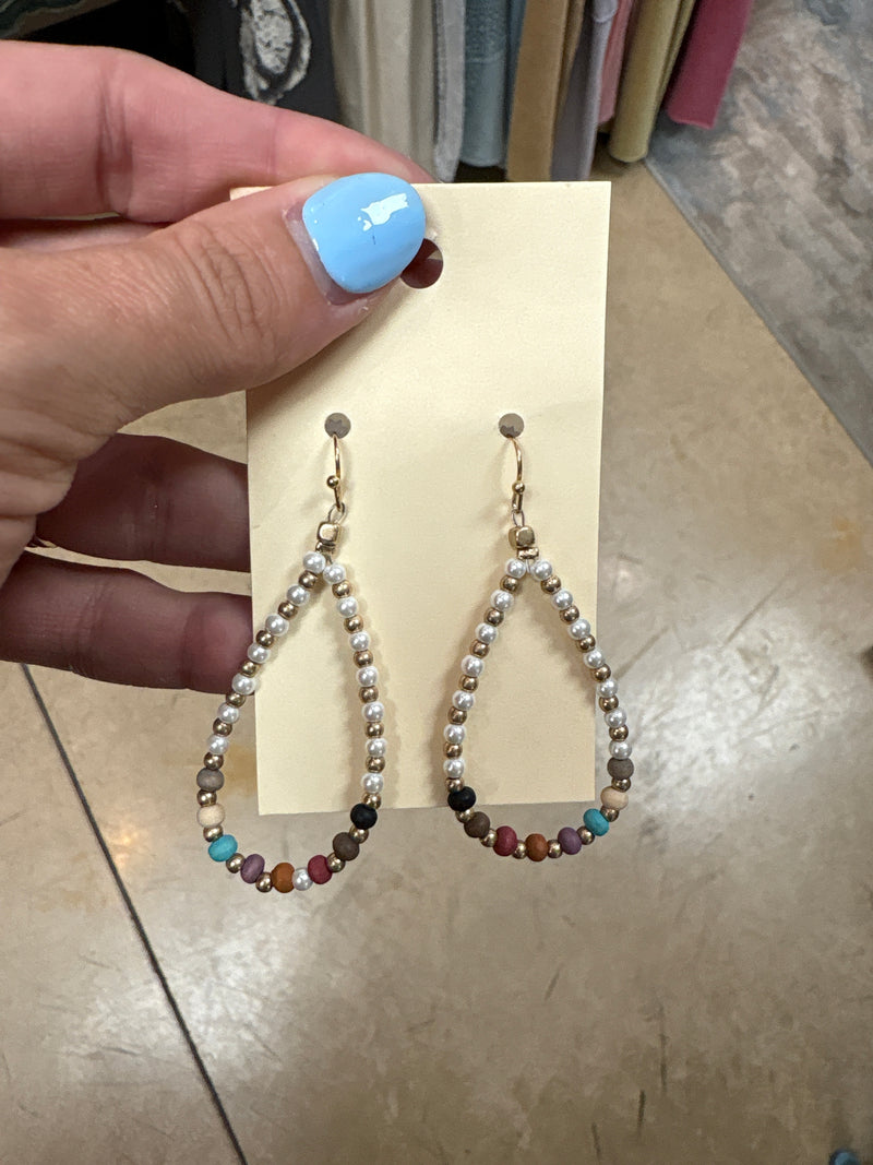 Teardrop Pearl Beaded Earrings with Multiple Colors