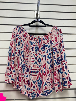 3389- Pink & Blue Mix Mix Pattern Long Sleeve Top