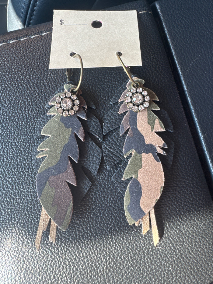 Black, Camo, Bling Layered Earrings