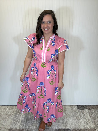 Pink Blossom Meadow Print Midi Dress by Umgee