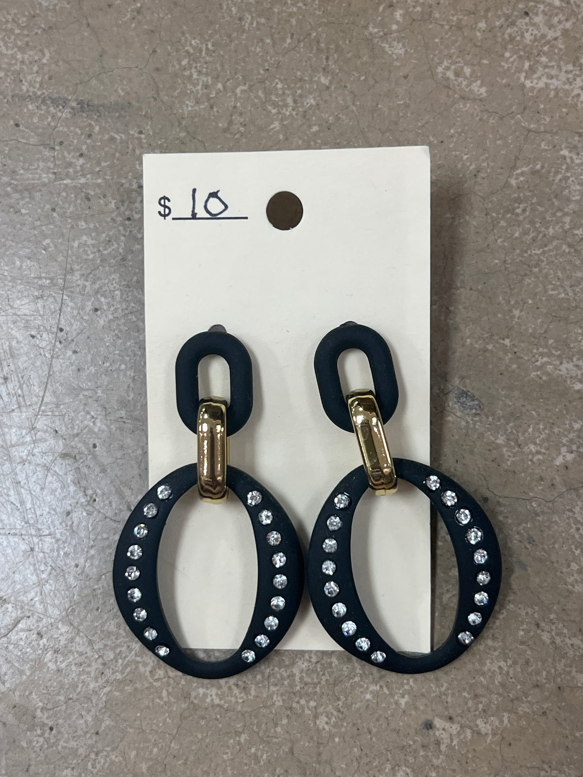 2721- Black Clay Beaded Hoop Earring
