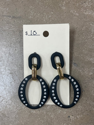 2721- Black Clay Beaded Hoop Earring
