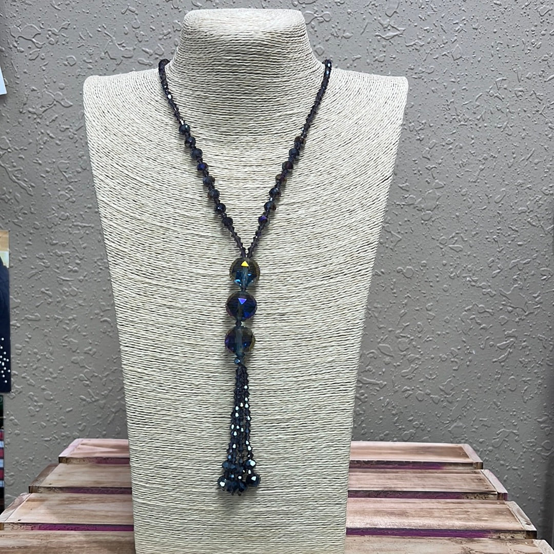 569- Purple Crystal Beaded Necklace