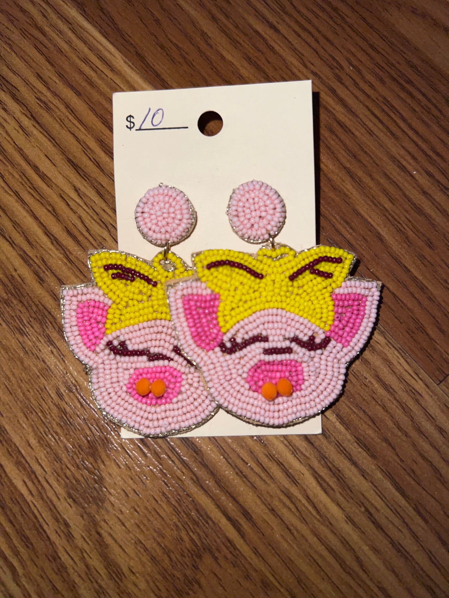 3092- Pig Beaded Earrings