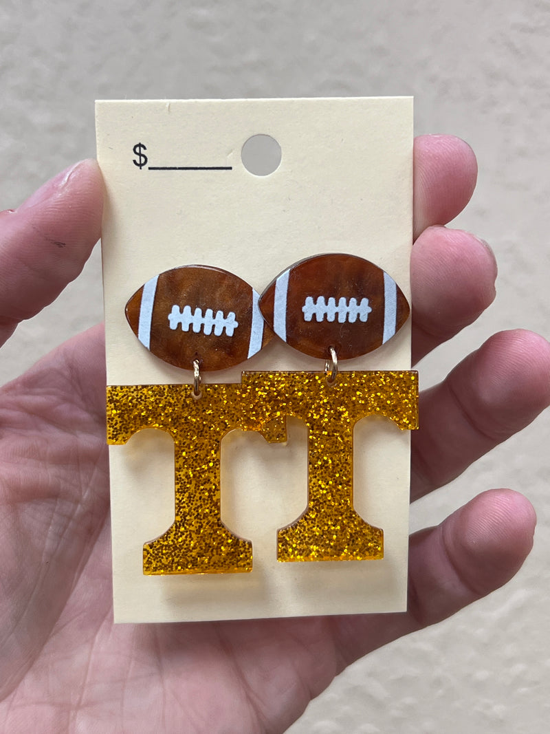 3312- Acrylic Power T w/ Football Earrings *TN COLLECTION*