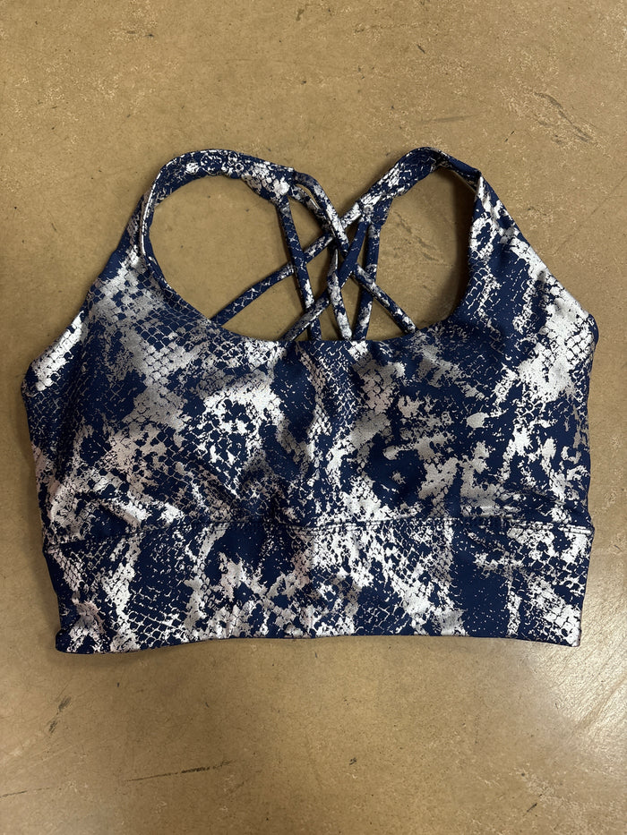 (29) Navy & Silver Sports Bra *FINAL SALE* DOORBUSTER
