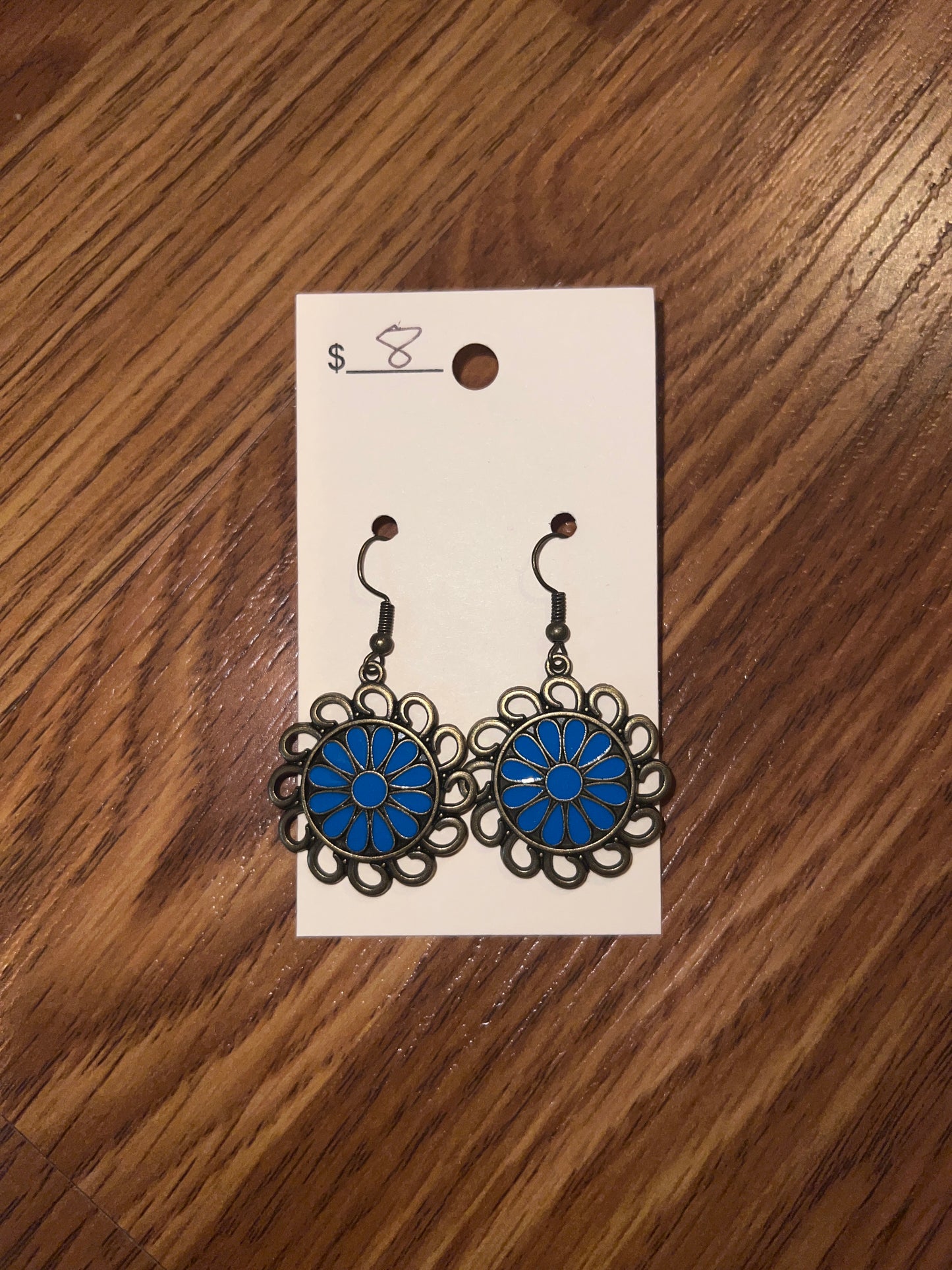 3213- Royal Turquoise Flower Earrings