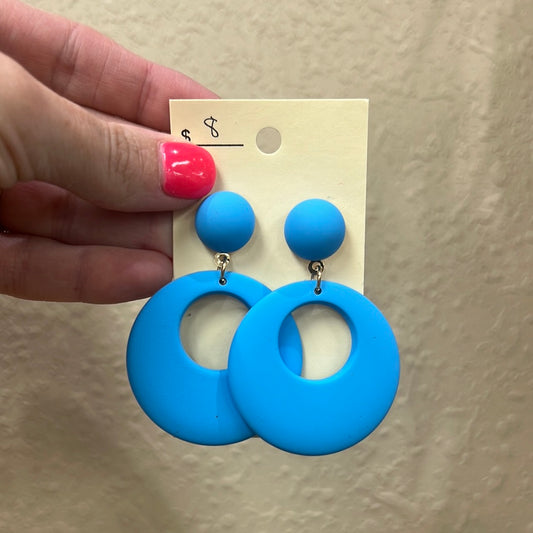 2204- Blue Circle Clay Post Back Earrings