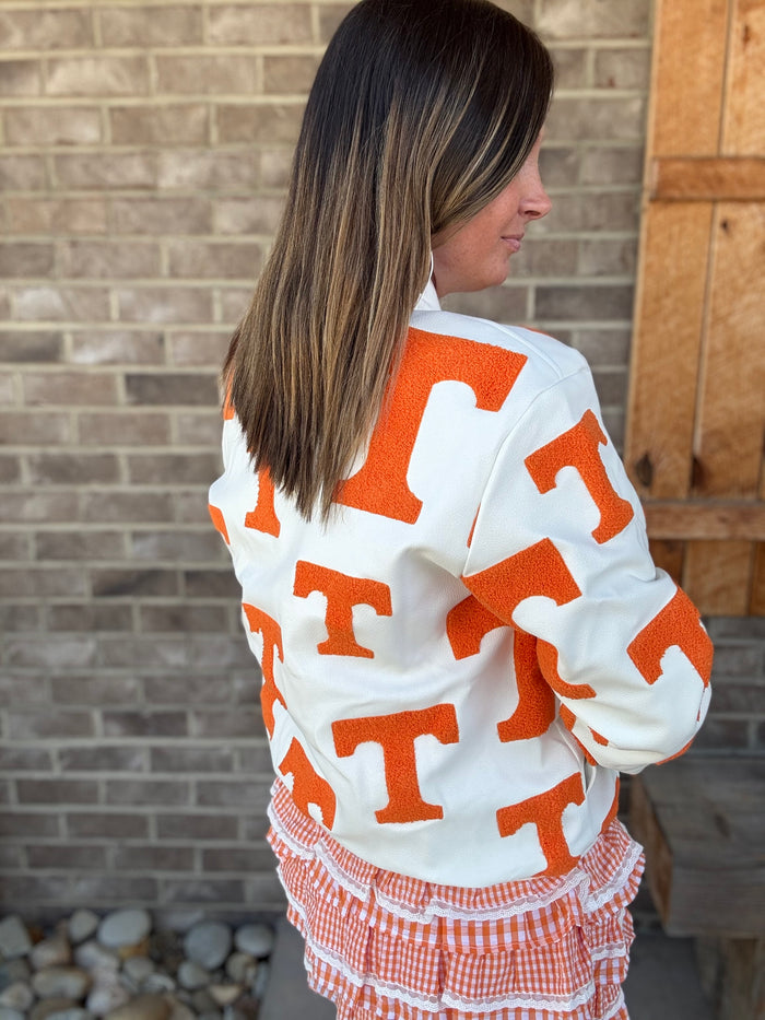 Tennessee BRIGS Bomber Letterman Leather Jacket *TN COLLECTION*