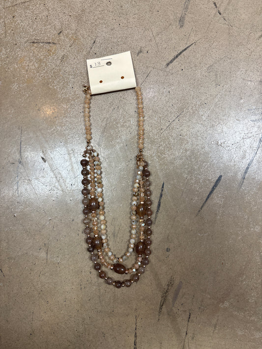 8491- Brown Beaded Layer Necklace