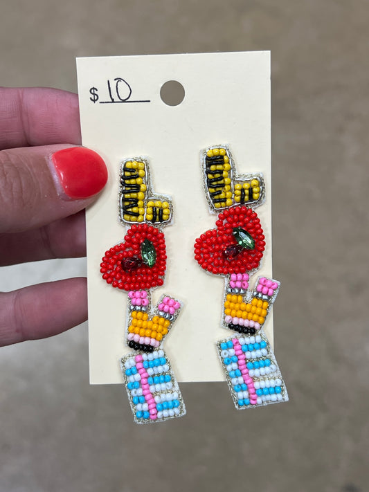 2590- Love To Teach Beaded Earrings