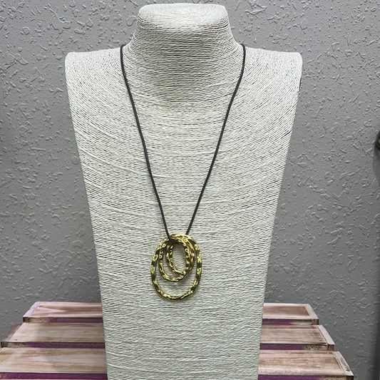 634- Multi Circle Gold Hoop Necklace