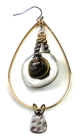 RM151 ER-Teardrop Hoop w/Beaded & Stacked
