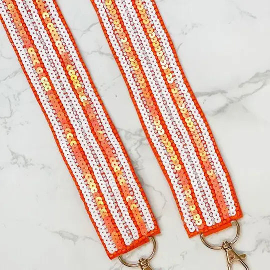 9899- Orange & White Sequence Guitar Strap *TN COLLECTION*