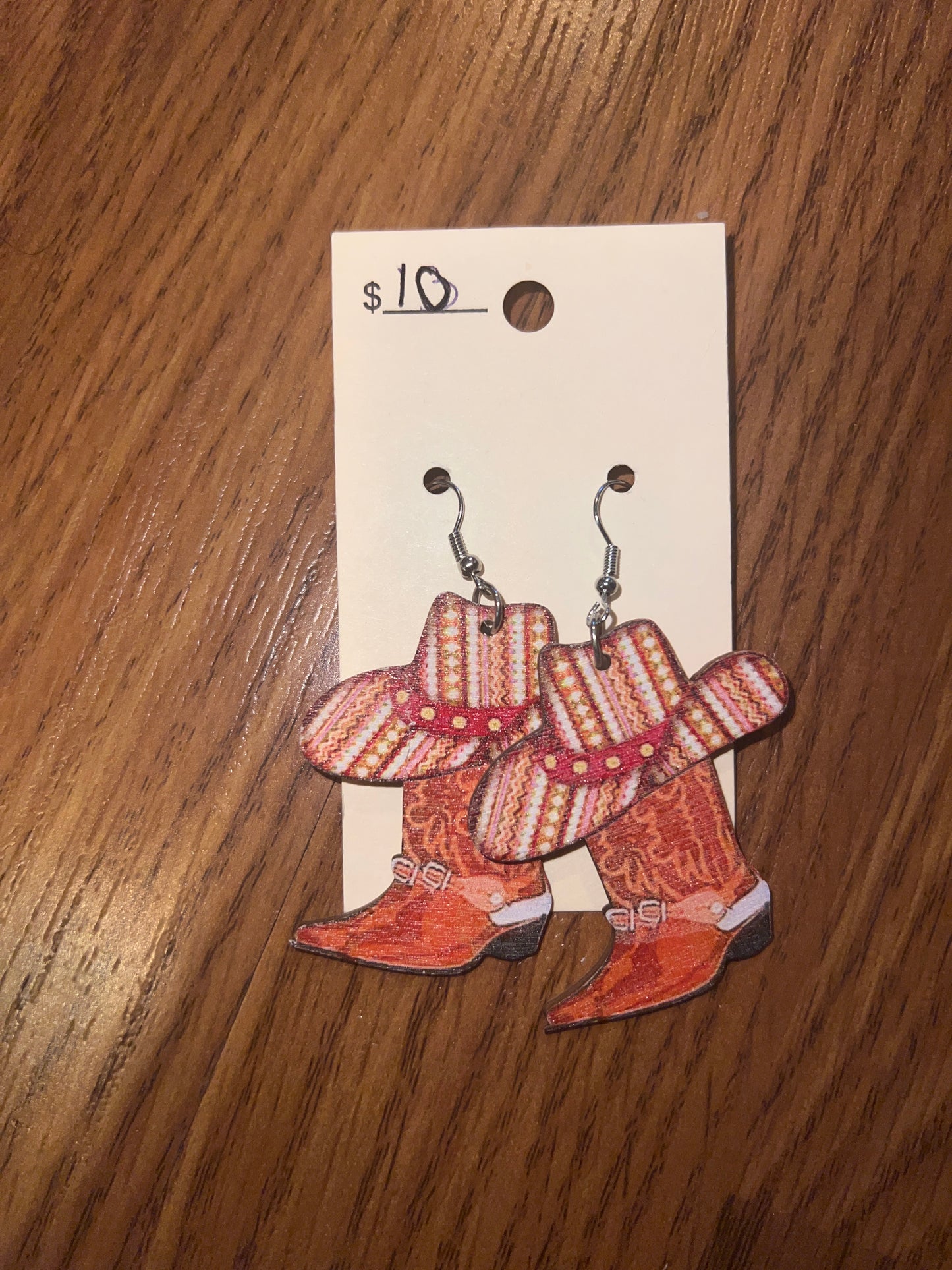 3120- Boot Wooden Earrings