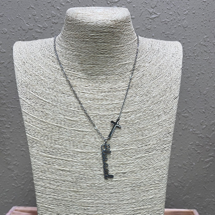 716- Blessed Cross Dainty Silver Necklace