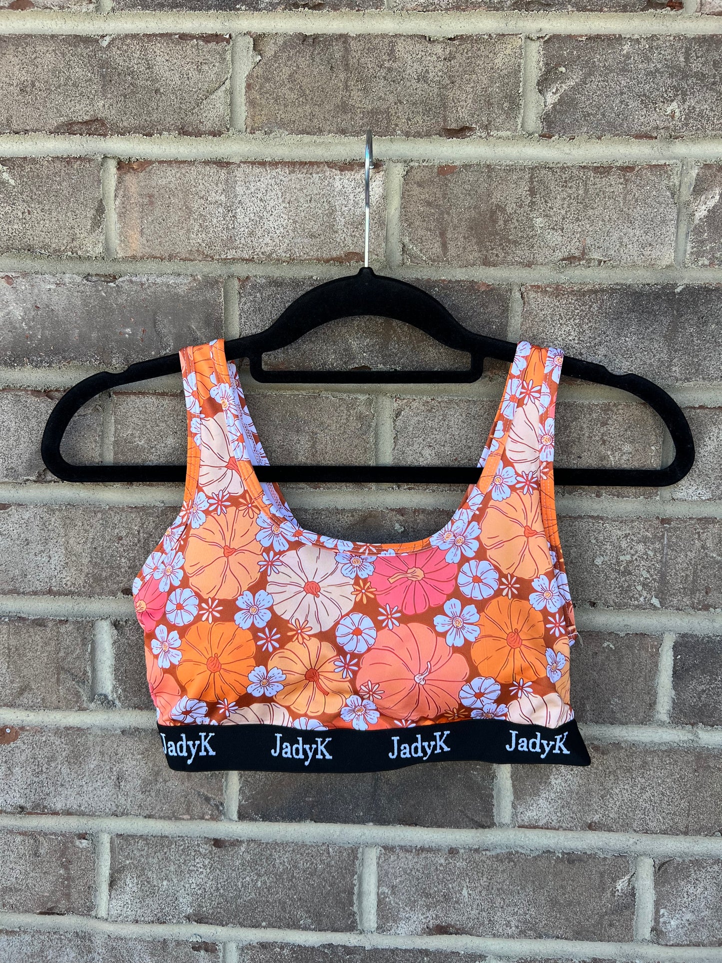 10053- Arya Harvest Pumpkin Printed Sports Bra by JadyK *ALL SALES FINAL*