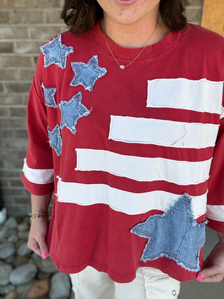USA Flag Inspired Patch Top by BlueVelvet