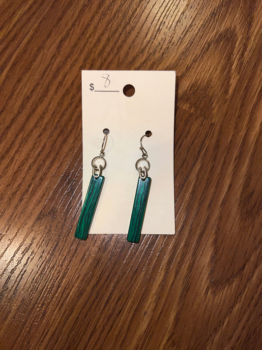 3099- Green w/ Black Bar Earrings