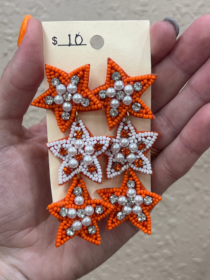 2939- Orange Star Beaded Earrings *TN COLLECTION*