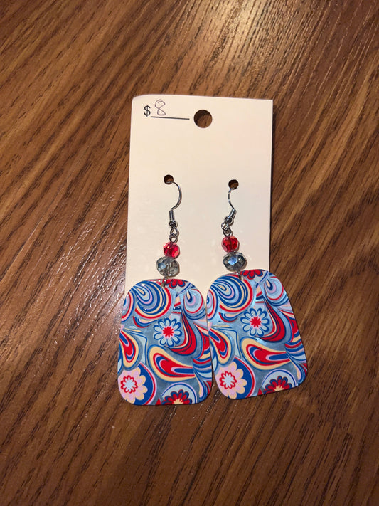 3112- Pink & Blue Groovy Earrings