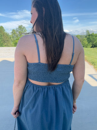 Navy Embroidered Dress by Simply Southern