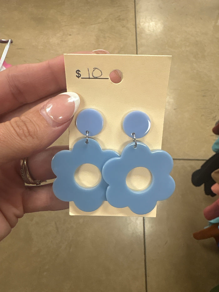 Light Blue Flower Earrings
