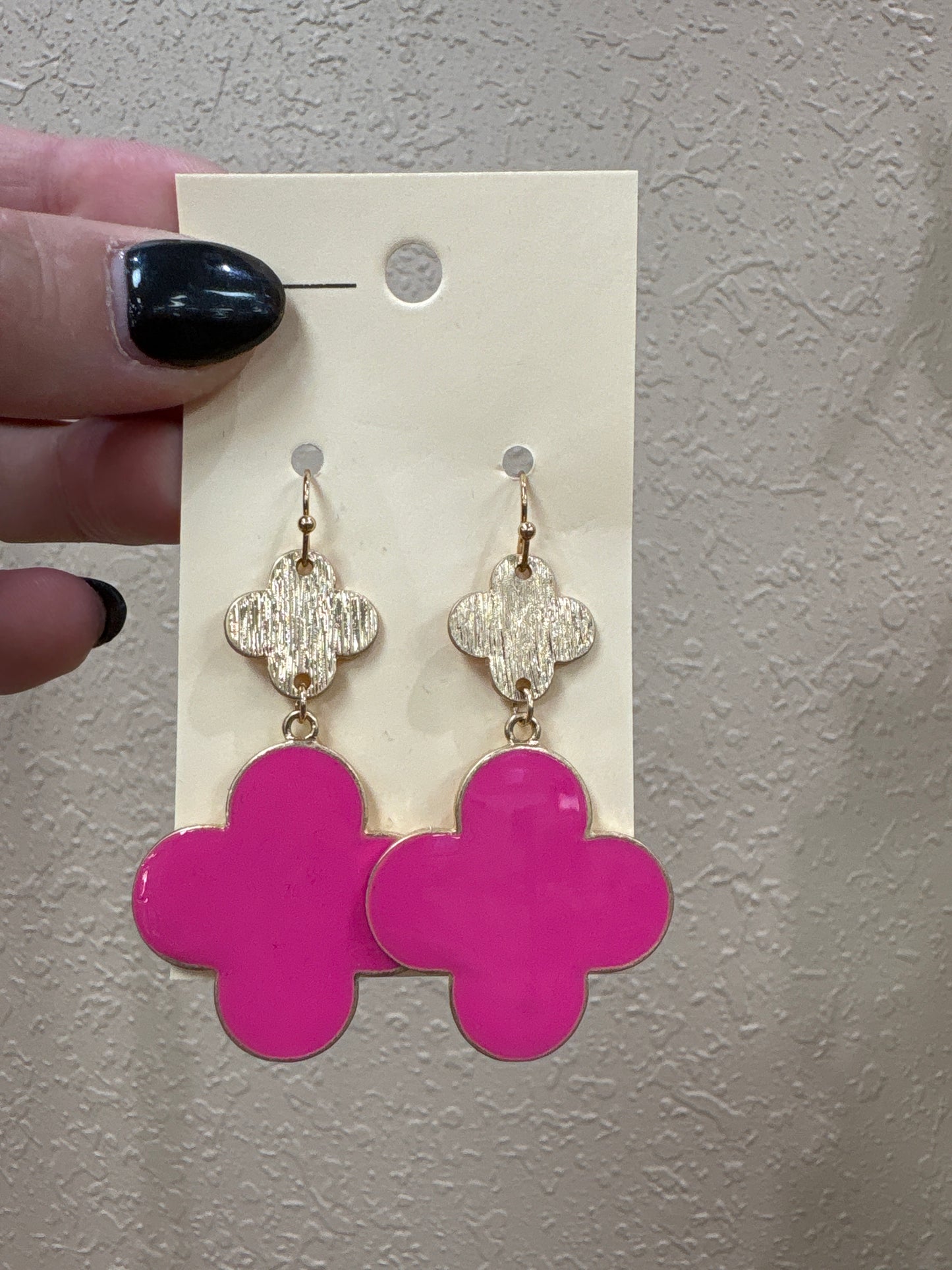 3356- Pink W/ Gold Detail Dangle Earrings