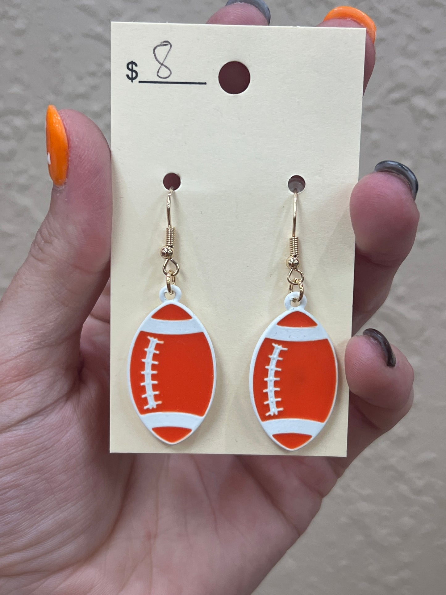 2942- Orange Football Earrings *TN COLLECTION*