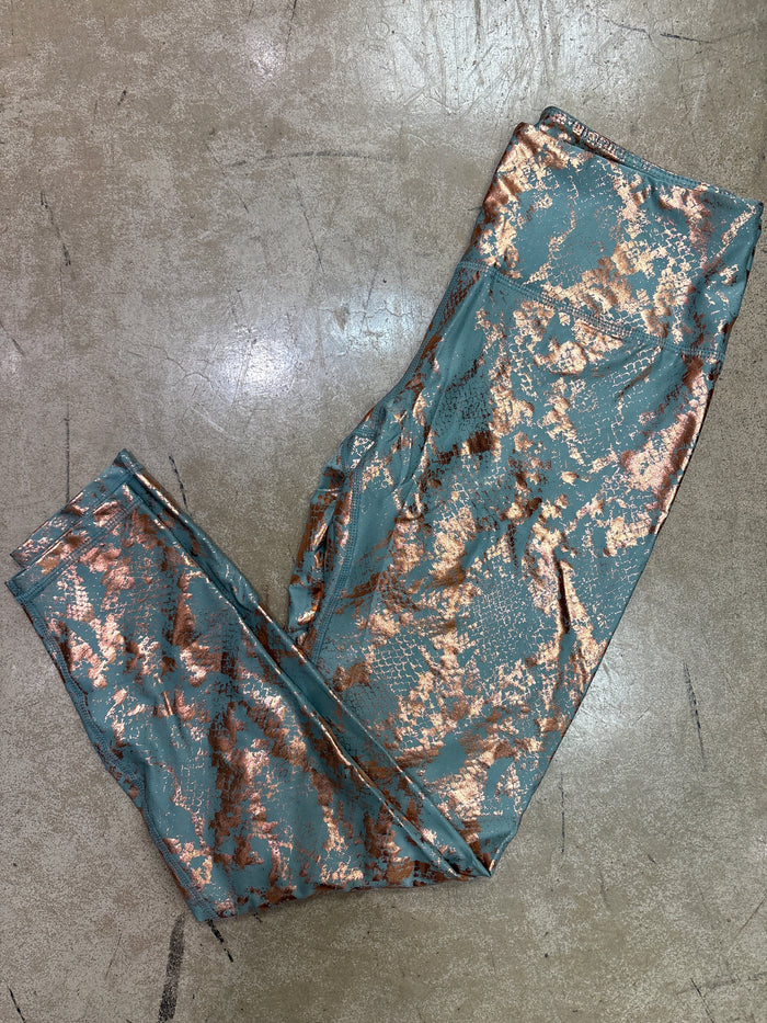 (3) Antique Sage & Rose Gold Full Length Leggings.7j nn  *FINAL SALE* DOOR BUSTER