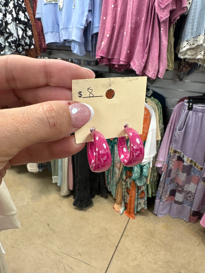 Hot Pink Hoop Earrings