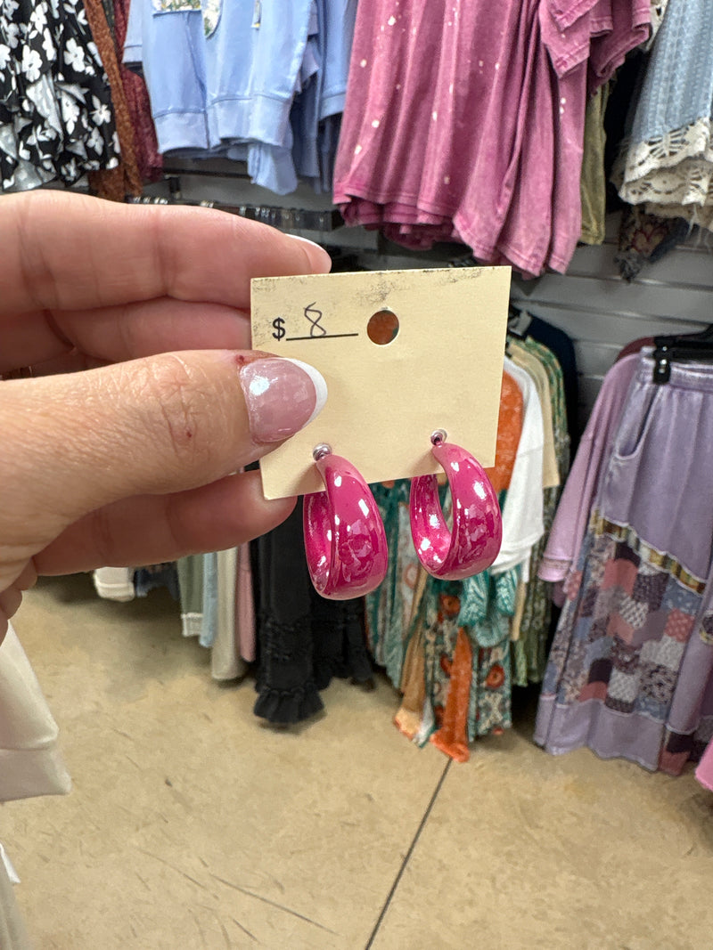 Hot Pink Hoop Earrings