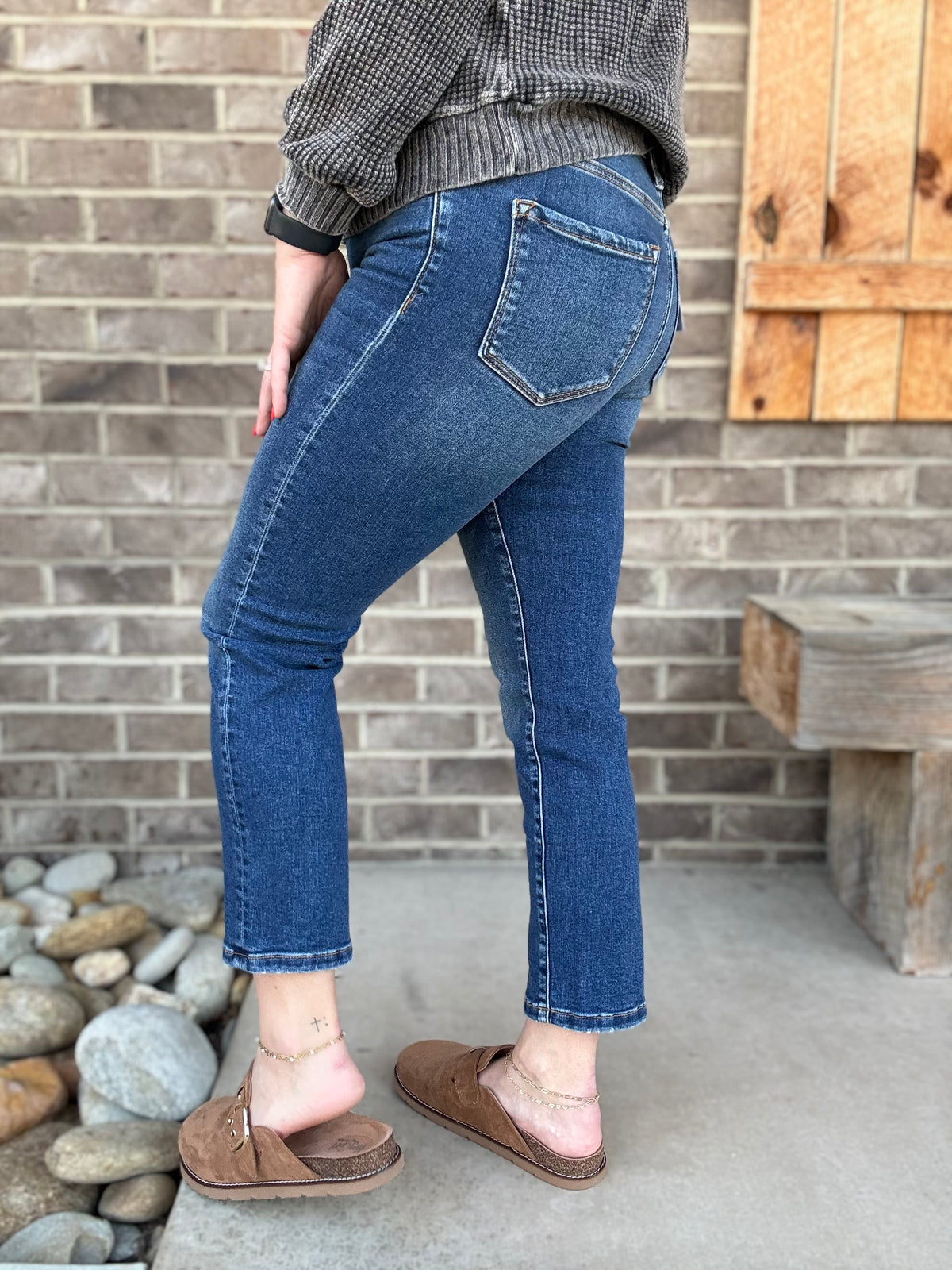 High-Rise Cropped Denim Jeans – Dark Wash by Zenana