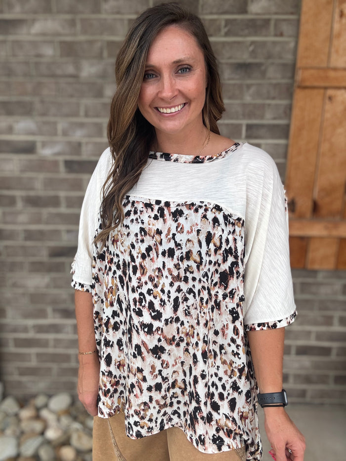 Animal Print One Size Mineral Wash Boho Tunic by Oli & Hali