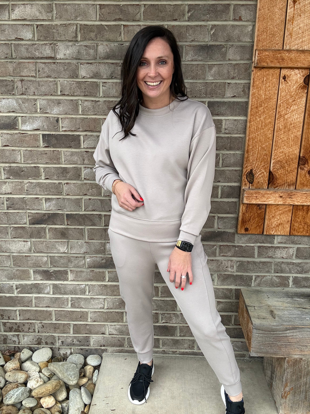 Ash Mocha Scuba Crewneck Pullover & Joggers Set by Zenana