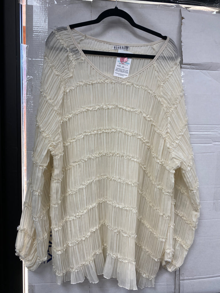 10129- Cream Ruffle Tier Top