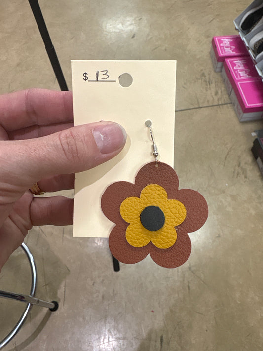 3721- Brown Daisy Layer Earrings