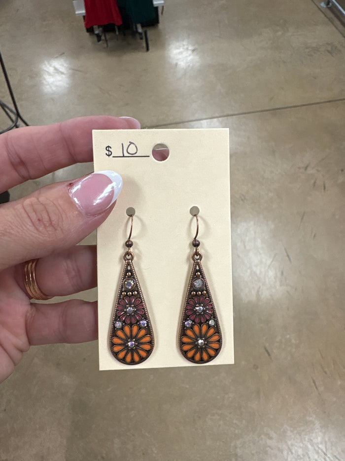 Rust and Orange Daisy Earrings