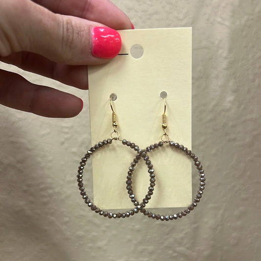 2209- Bronze Beaded Circle Hoop Earrings